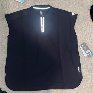 Healing Hands Sandy Zip Mandarin Collar Top in Black